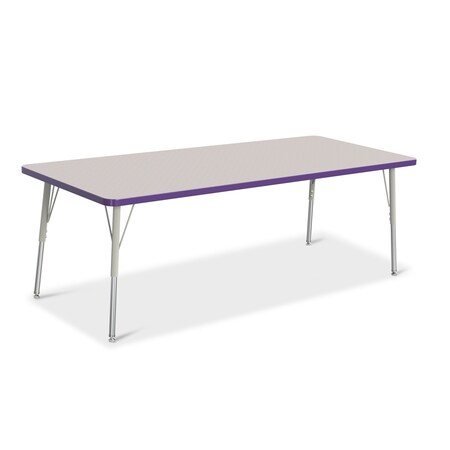 Jonti-Craft Berries Rectangle Activity Table, 30 in. x 72 in., A-height, Freckled Gray/Purple/Gray 6413JCA004